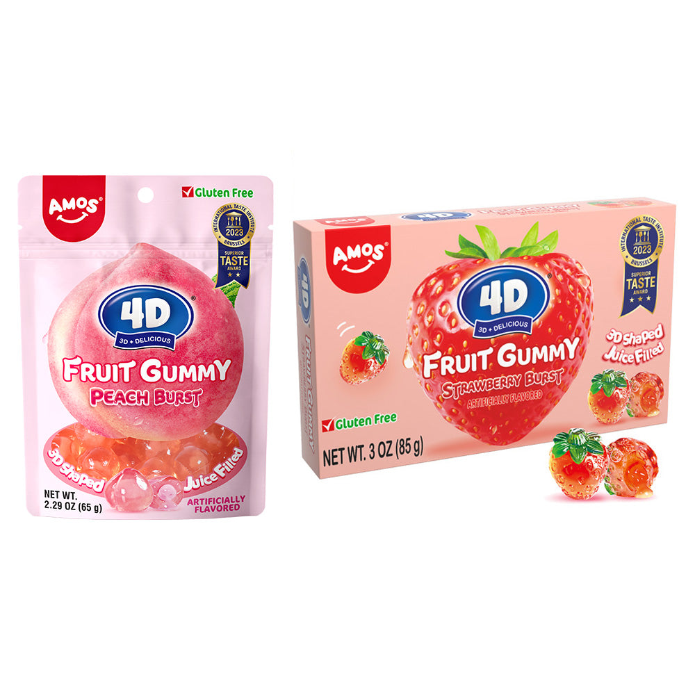 4D Fruit Gummy - Burst Juice Filled（Mix Flavor-5 bags）- 65g/bag