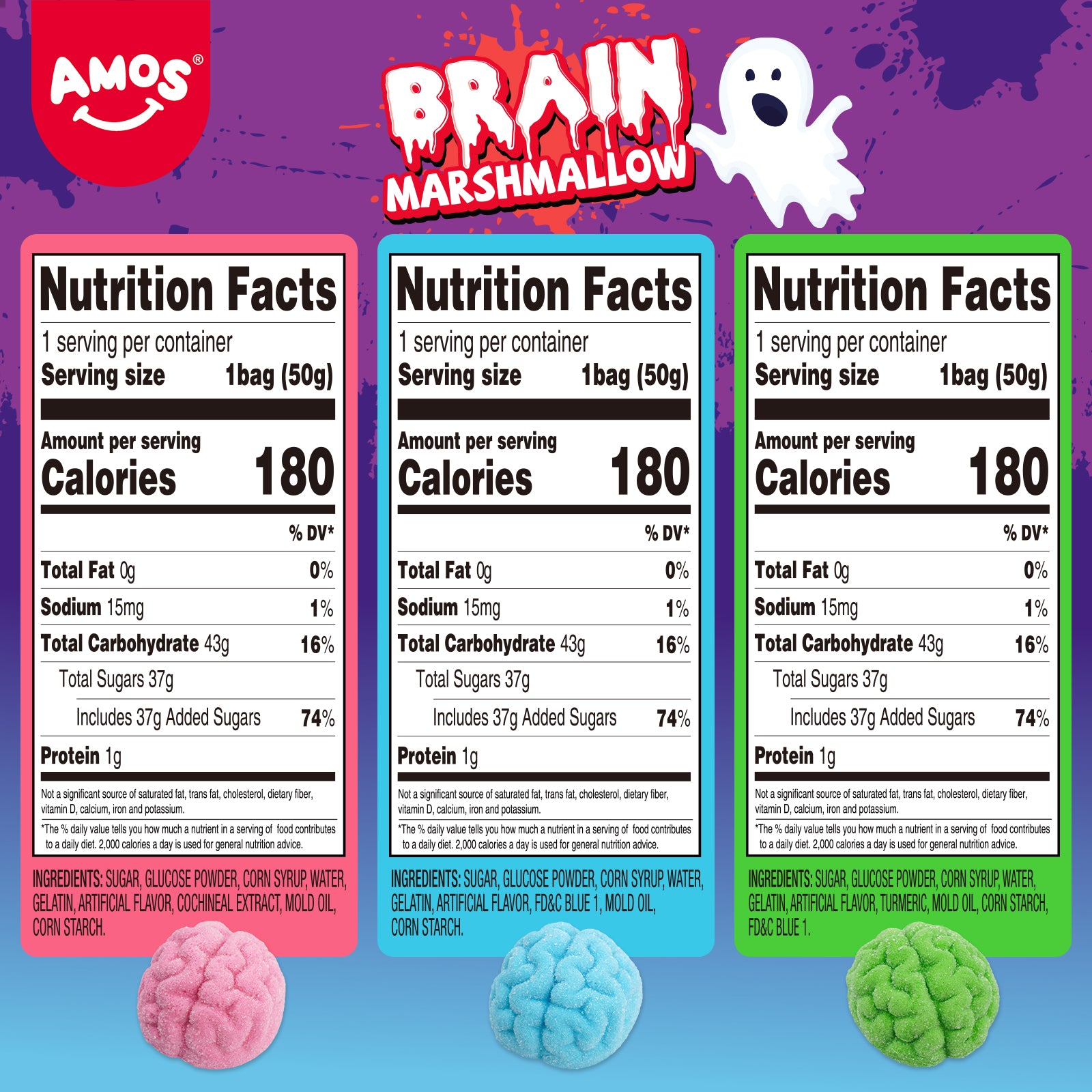 Halloween Candy-Amos Halloween Gummy Brain Marshmallow