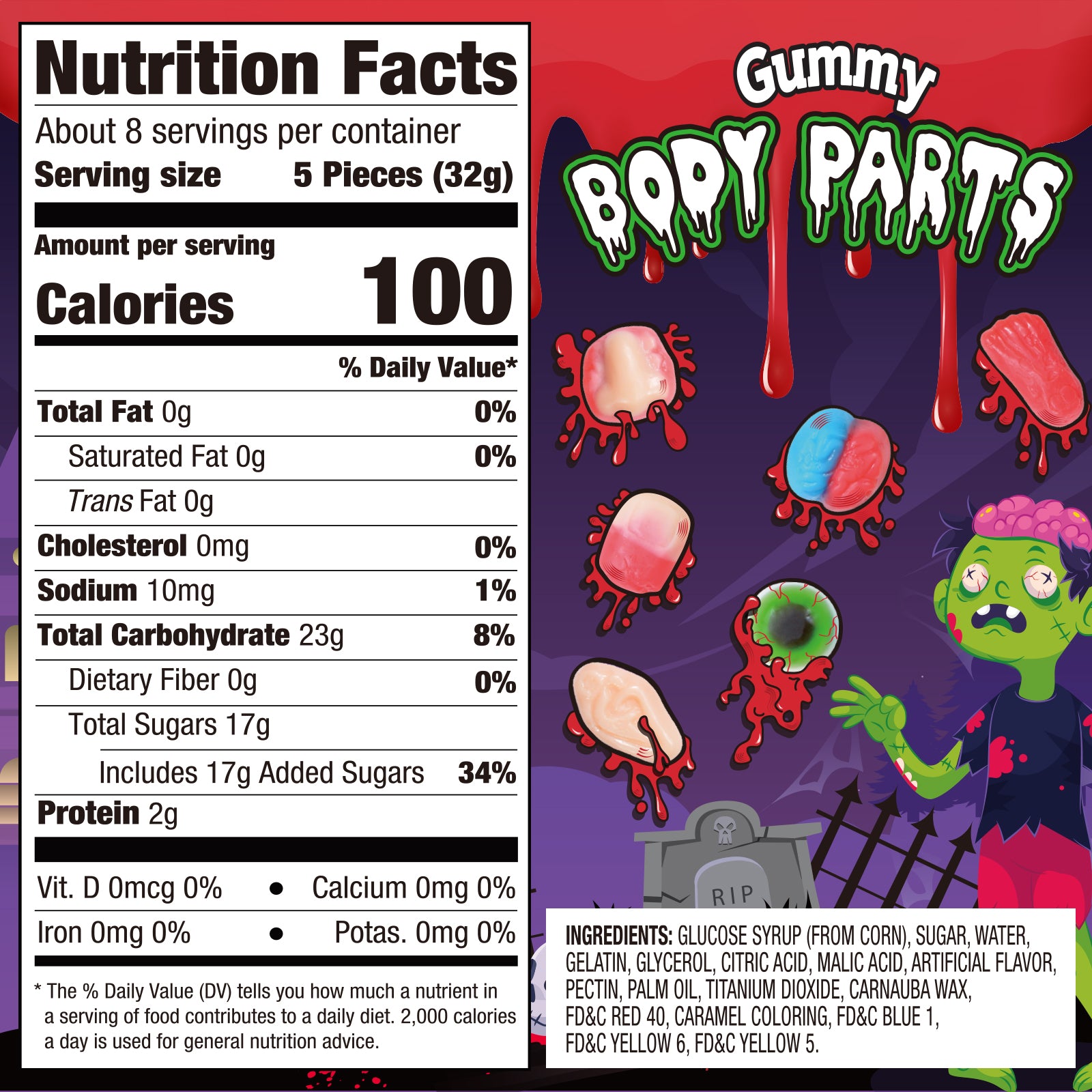 Halloween Candy - Amos Halloween Candy Body Parts Gummies