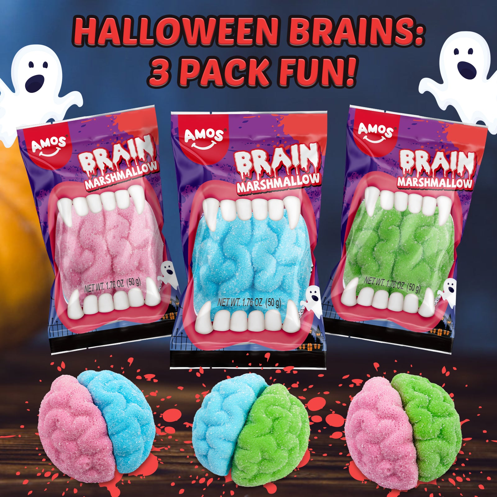 Halloween Candy-Amos Halloween Gummy Brain Marshmallow