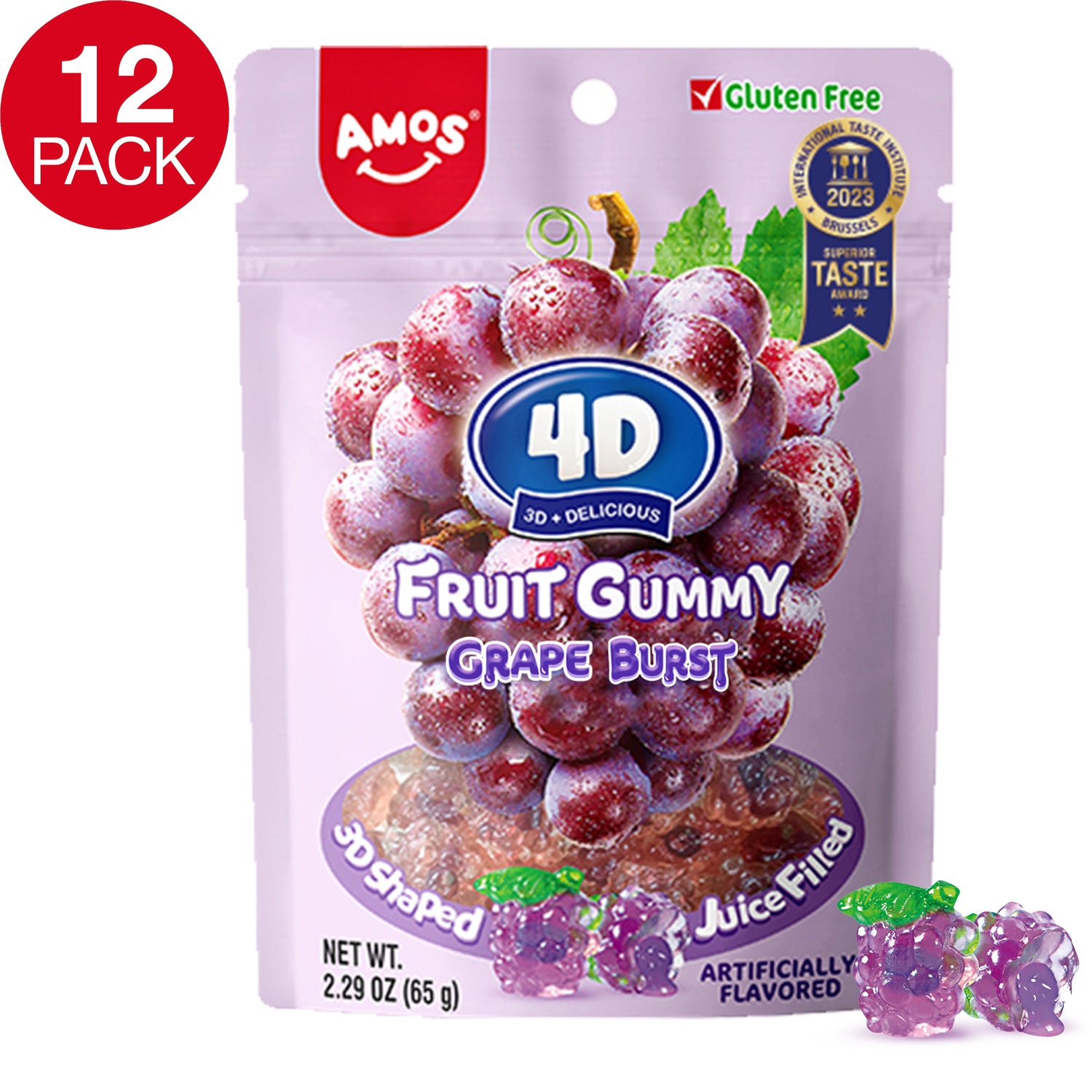 4D Fruit Gummy - Grape Burst Juice Filled- 65g/bag