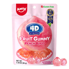 4D Fruit Gummy - Peach Burst Juice Filled- 65g/bag