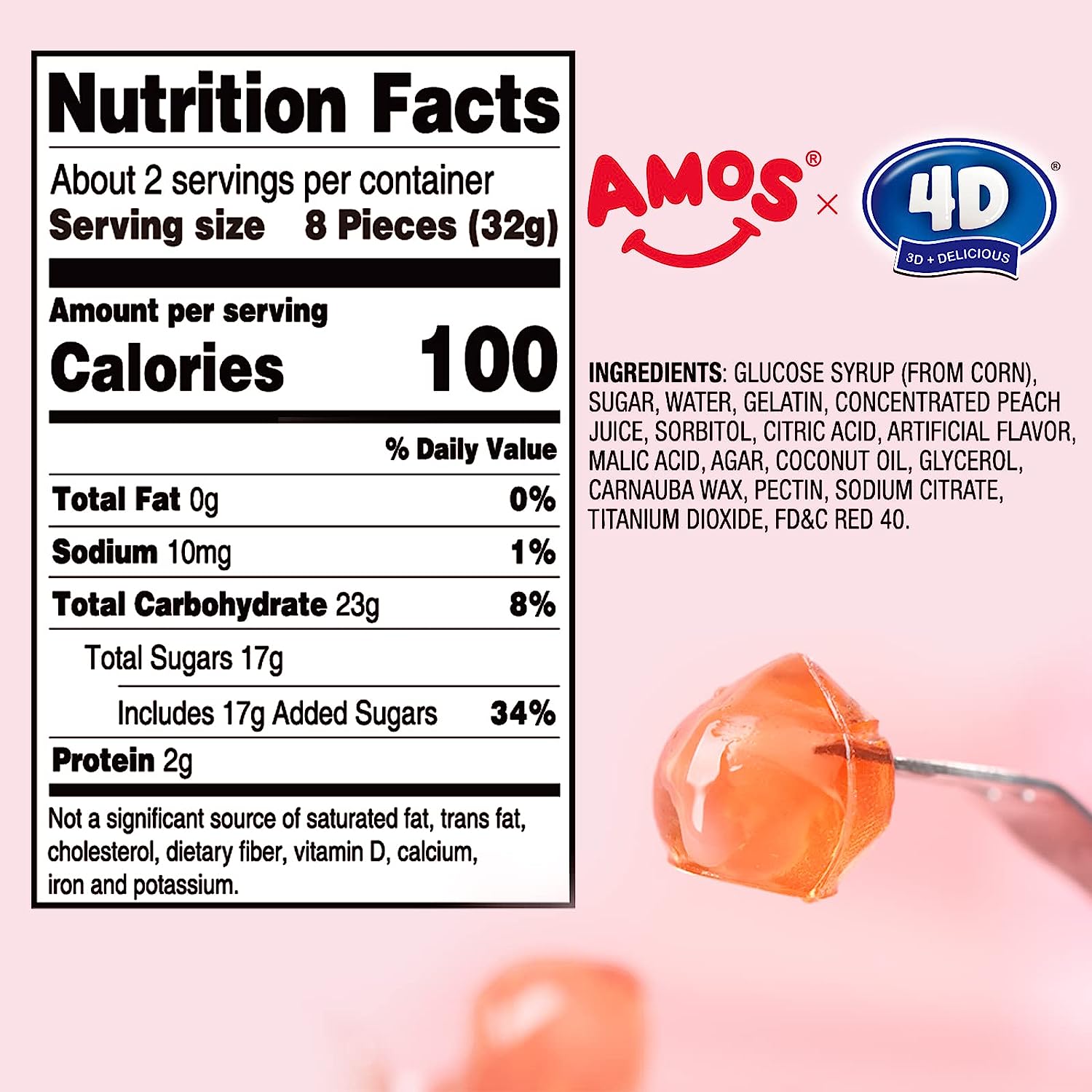 4D Fruit Gummy - Peach Burst Juice Filled- 65g/bag