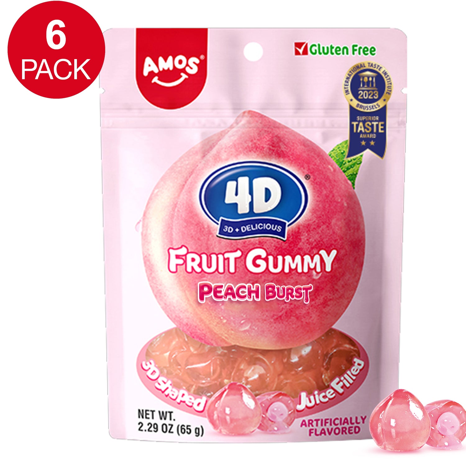 4D Fruit Gummy - Peach Burst Juice Filled- 65g/bag