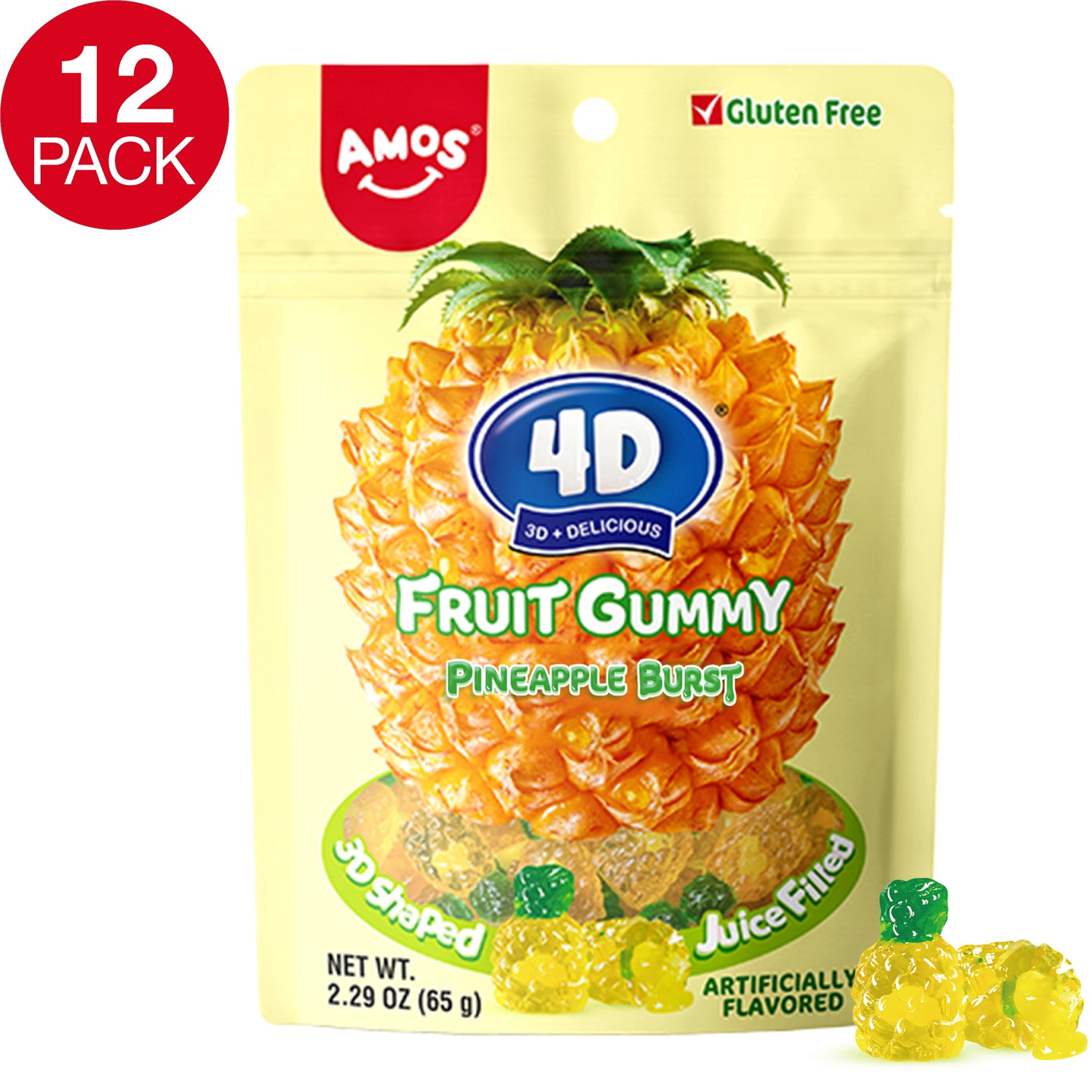 4D Fruit Gummy - Pineapple Burst Juice Filled- 65g/bag