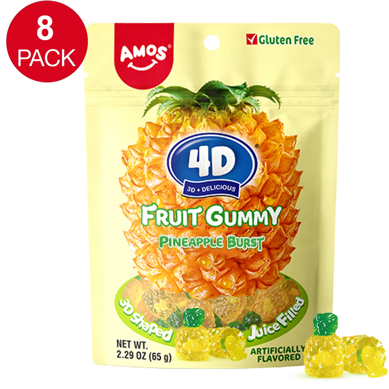 4D Fruit Gummy - Pineapple Burst Juice Filled- 65g/bag