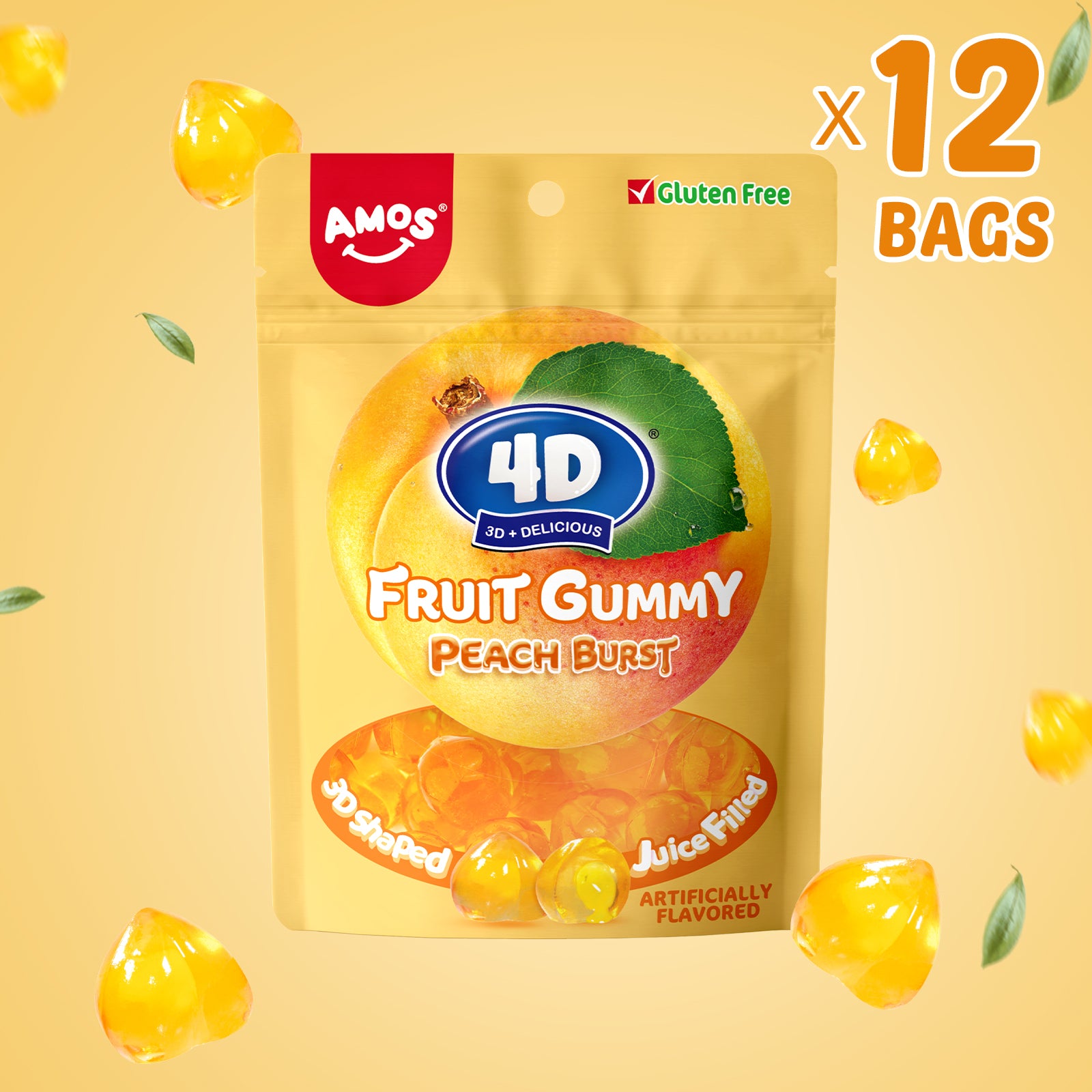 4D Fruit Gummy - Yellow Peach Burst Juice Filled