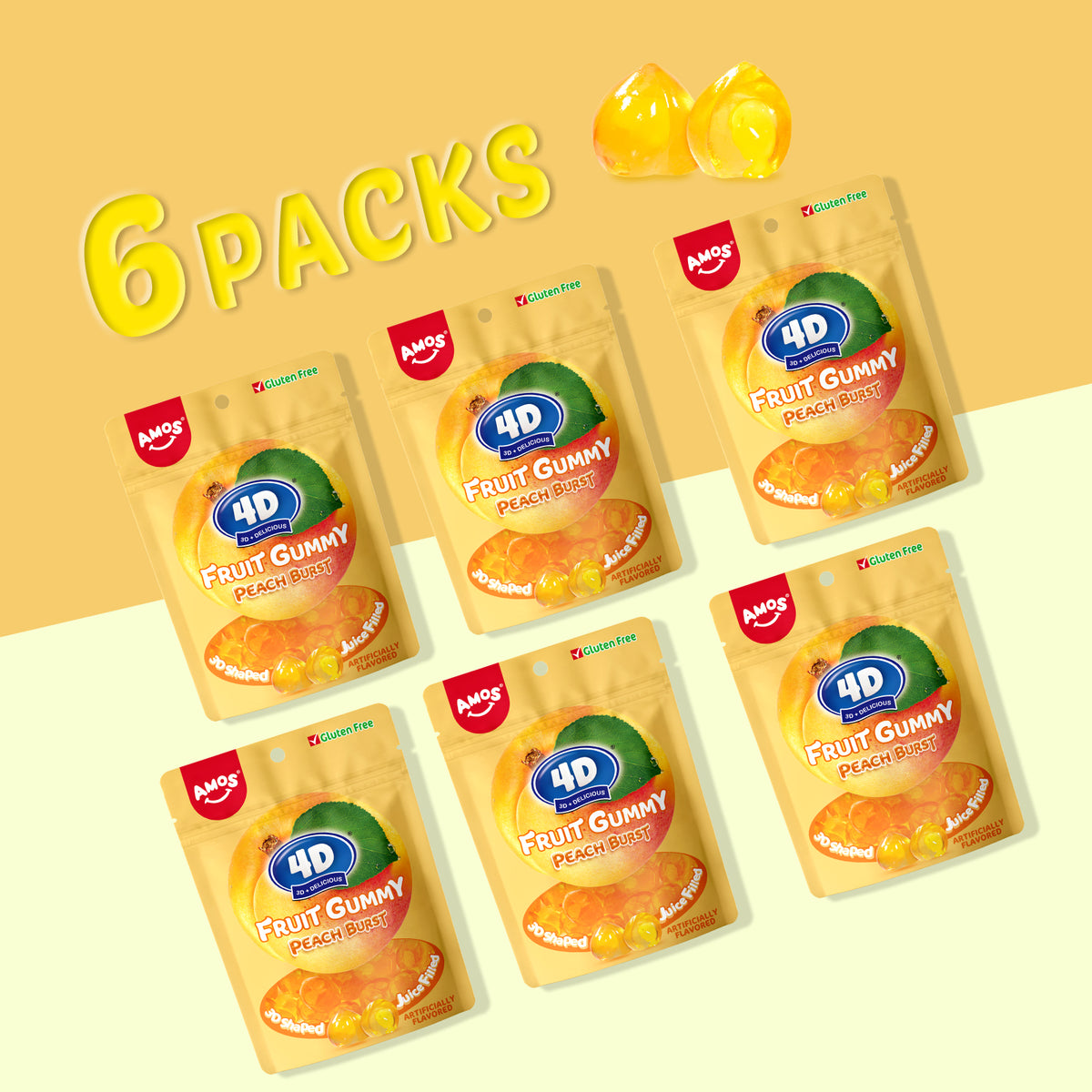 4D Fruit Gummy - Yellow Peach Burst Juice Filled