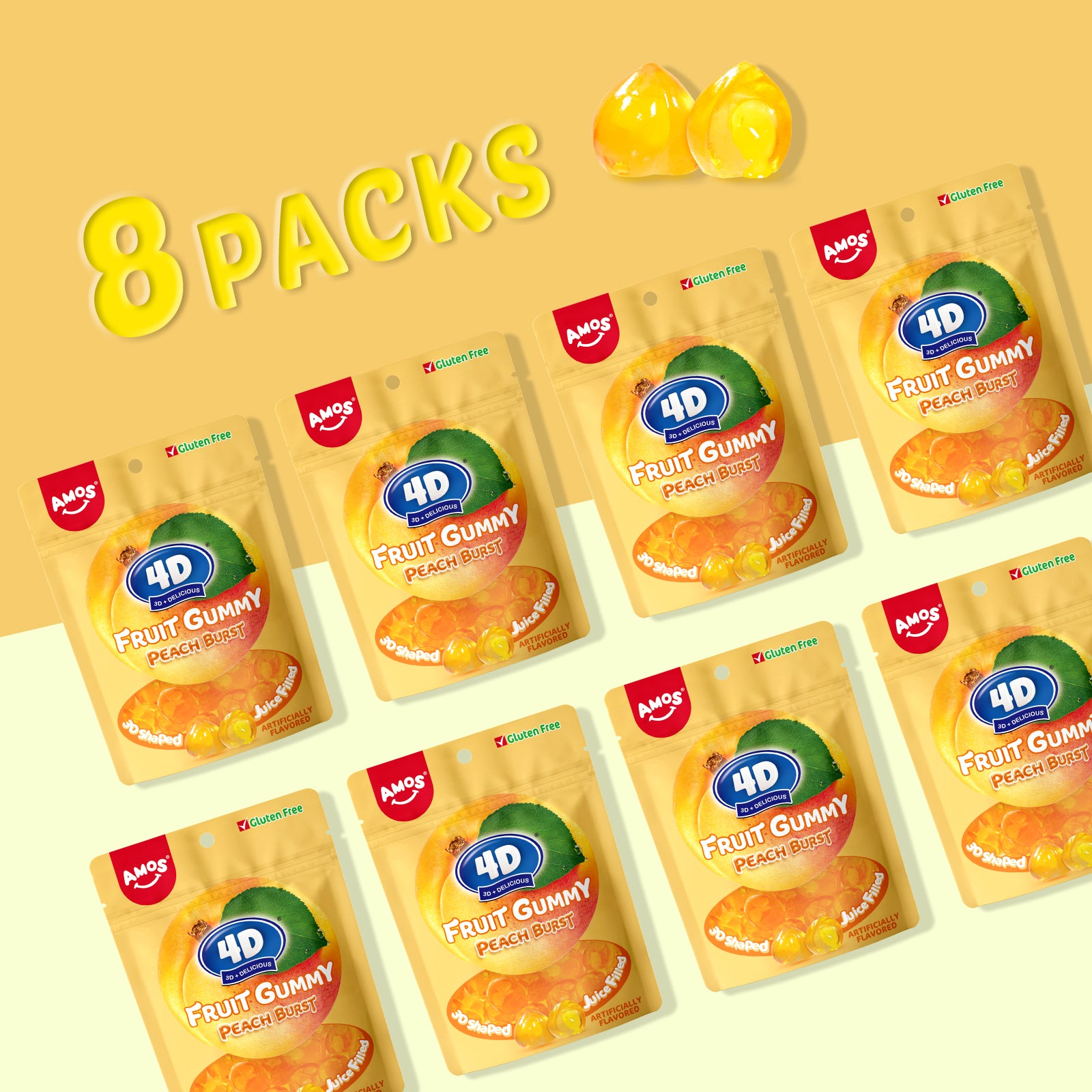 4D Fruit Gummy - Yellow Peach Burst Juice Filled