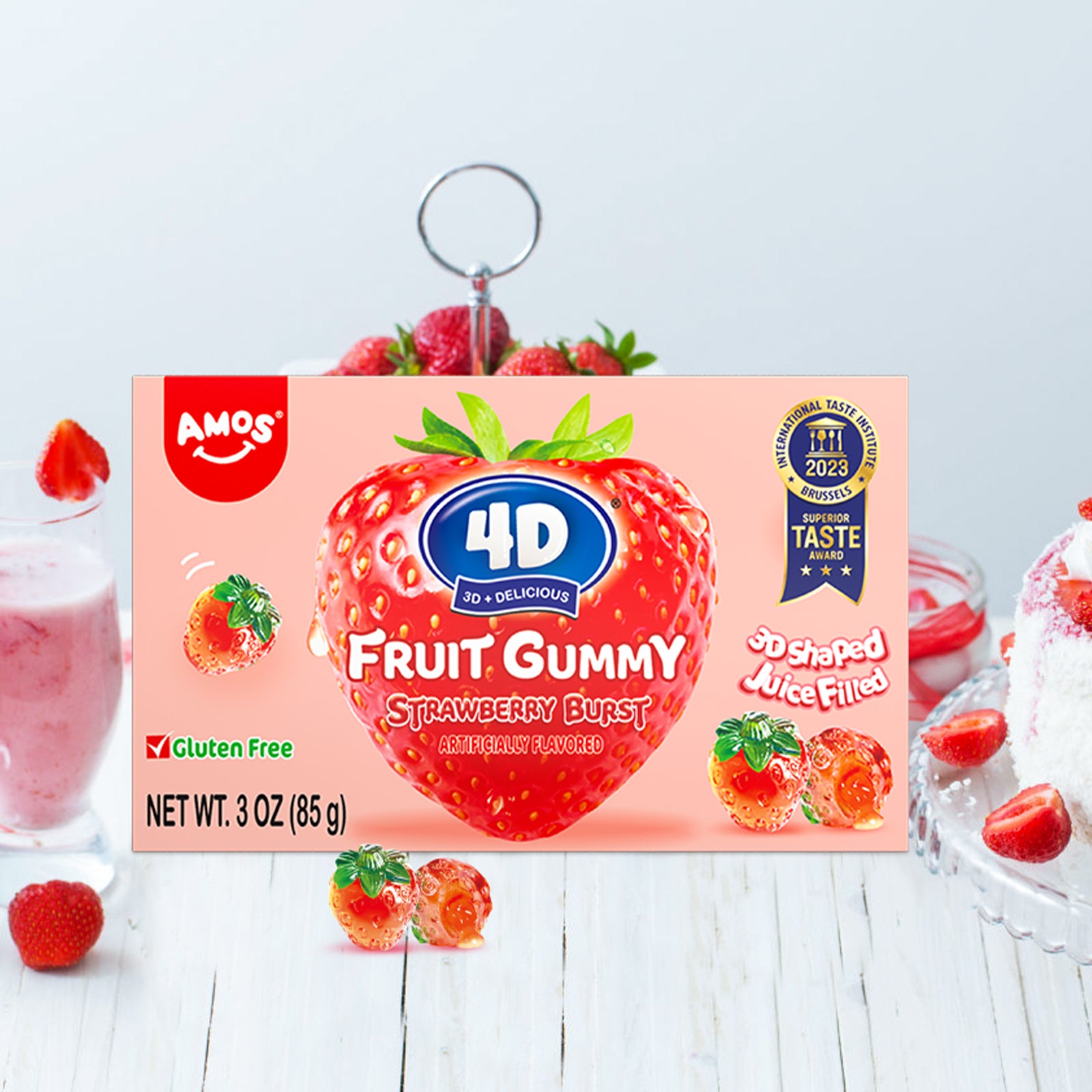 4D Fruit Gummy - Strawberry Burst Juice Filled- 85g