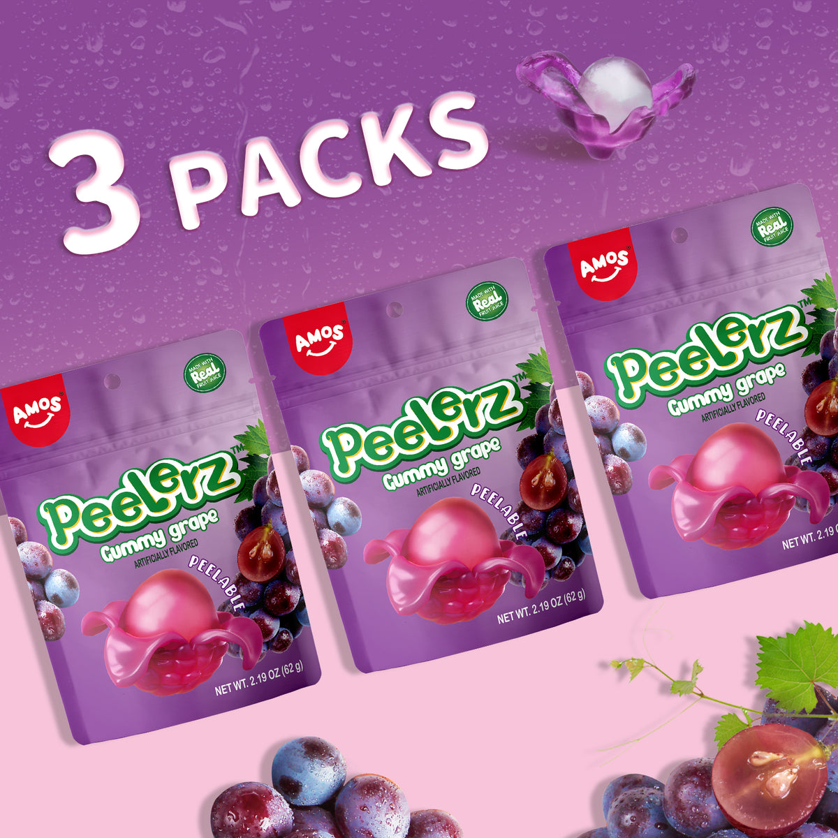 Peelerz Gummy - Peelable Grape Gummy - 62g/bag