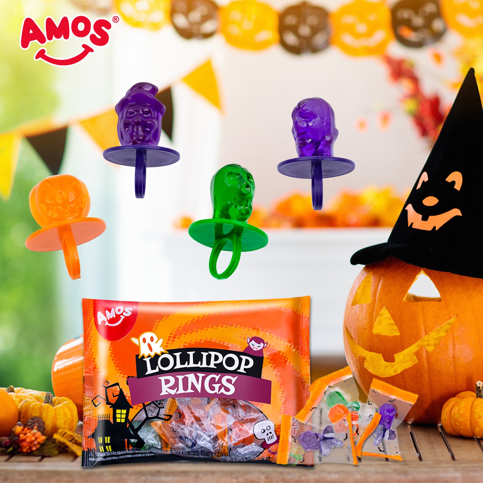 Halloween Candy -AMOS Lollipop Finger Rings