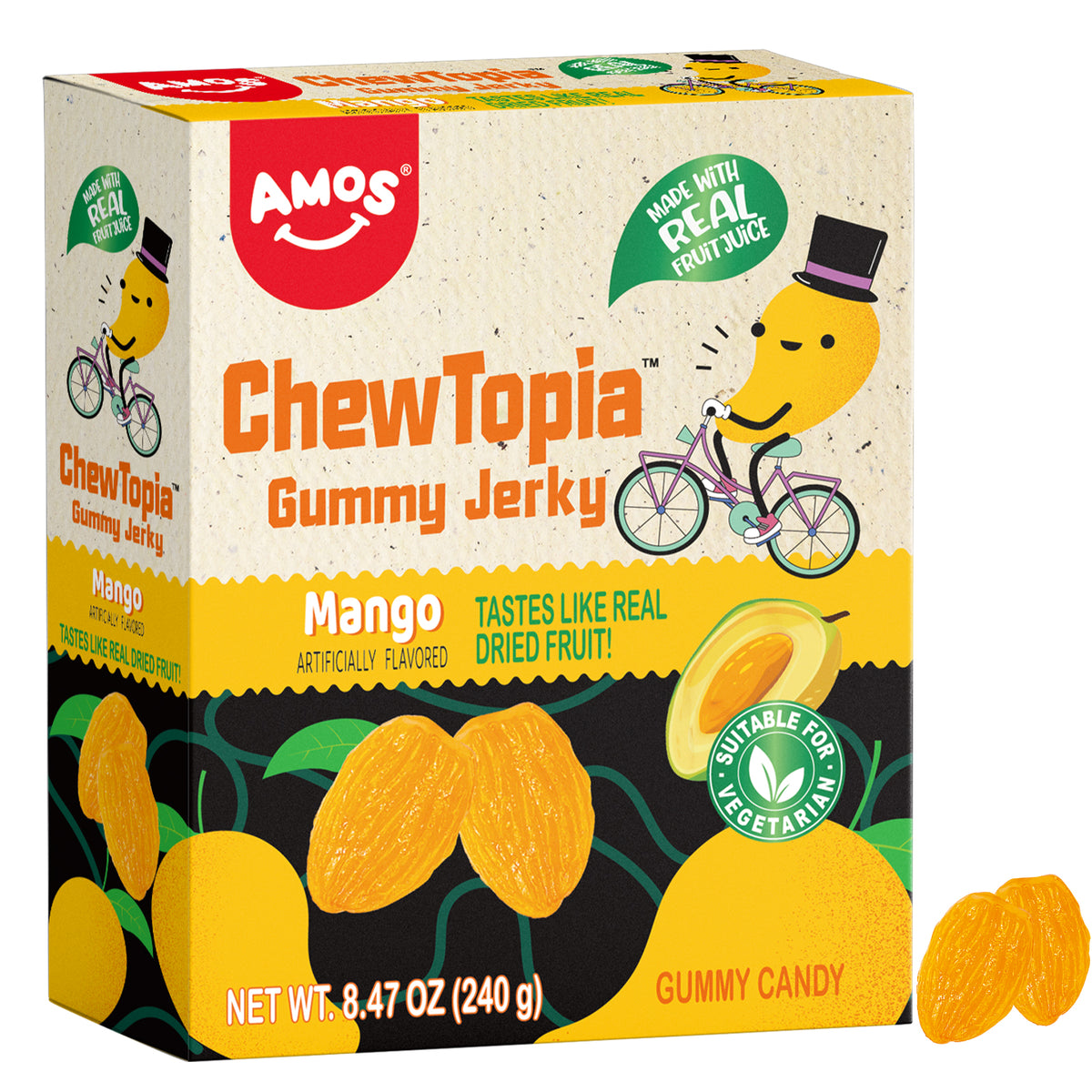 Amos Mango Gummy Jerky ChewTopia – Vegan – 8.47oz/Pack - Presale*