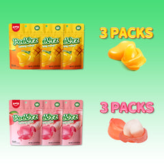 Peelerz - Peelable Gummy - 6 bags（ 3 Mango+3 Peach Flavor）