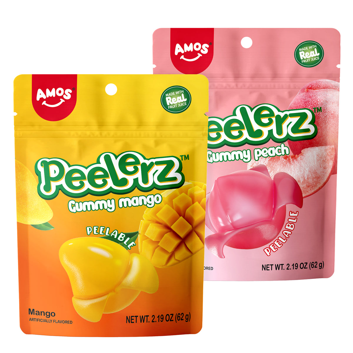 Peelerz - Peelable Gummy - 6 bags（ 3 Mango+3 Peach Flavor）