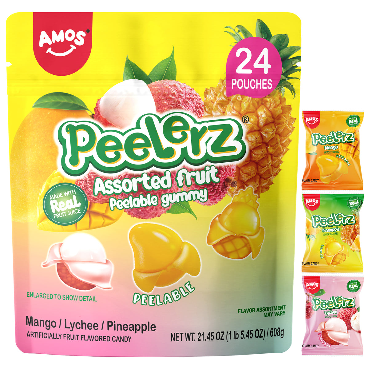 Peelerz - Peelable Gummy(New Mix Flavor - Lychee+Pineapple+Mango)- 608g