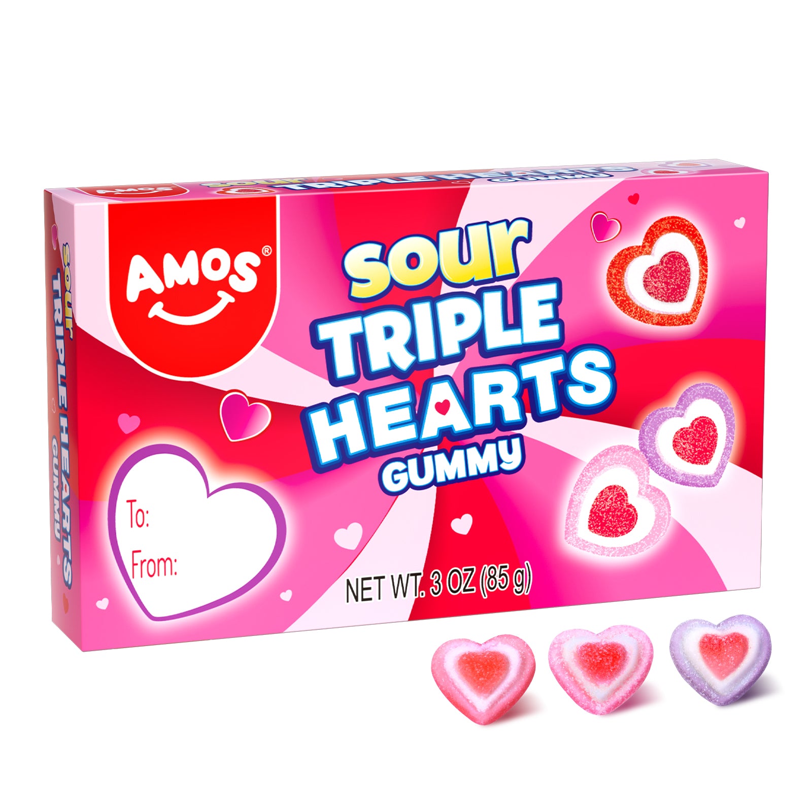 Valentine's Candy - 4D Sour Triple Hearts Gummy