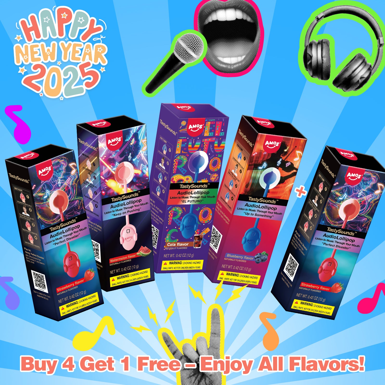 TastySounds - Music Lollipop 4 Flavor-Mix (Buy 4 Get 1 Free)